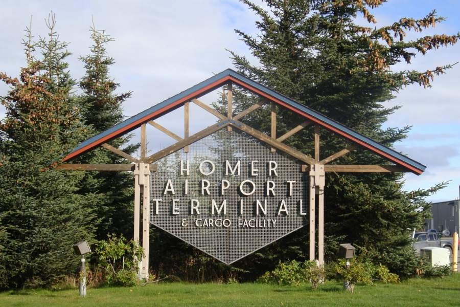 A picture of the Homer Airport entrance sign