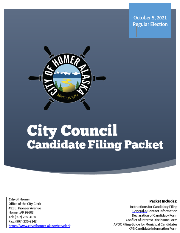 City Council Candidate Filing Packet City Of Homer Alaska Official Website