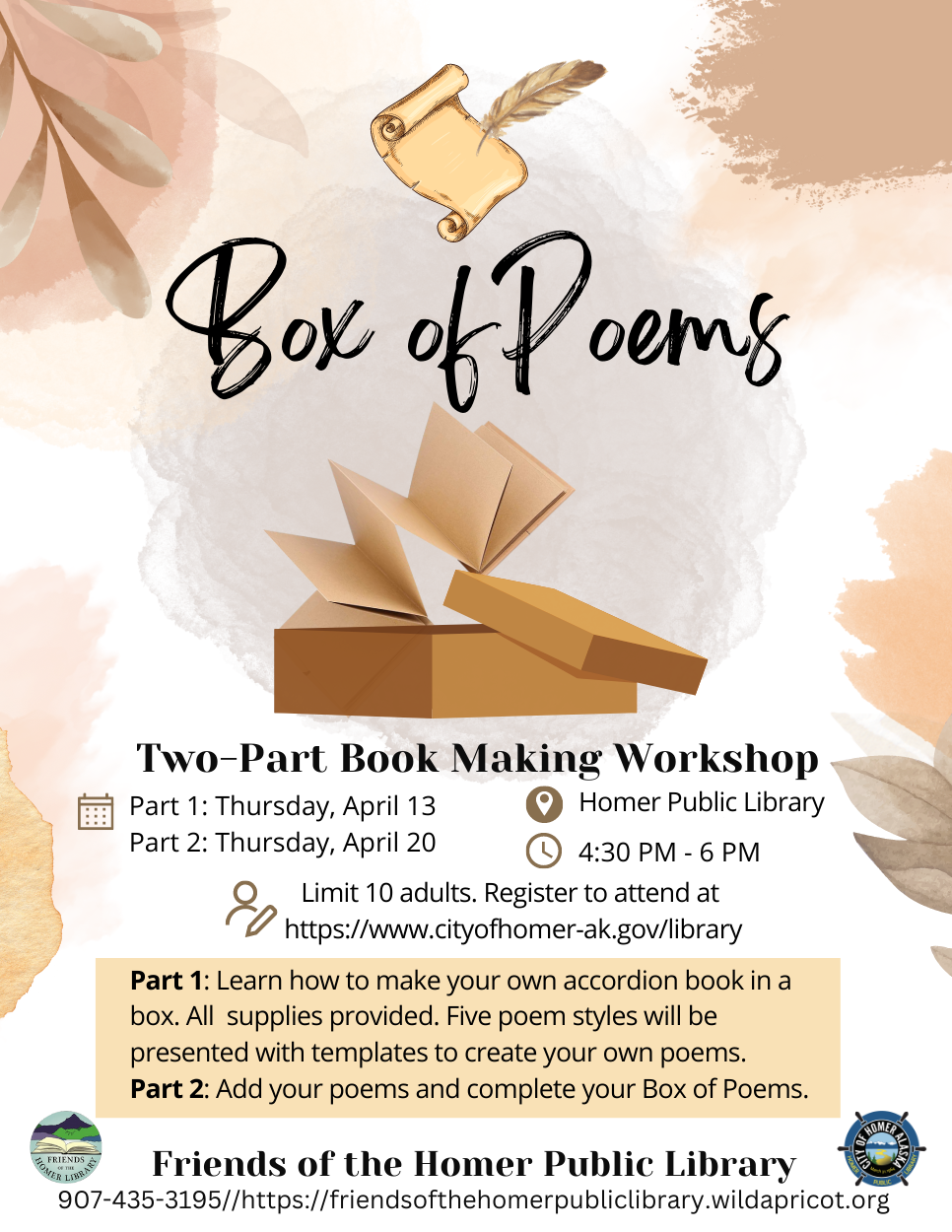 Box of Poems Workshop, April 13th and 20th at 4:30pm