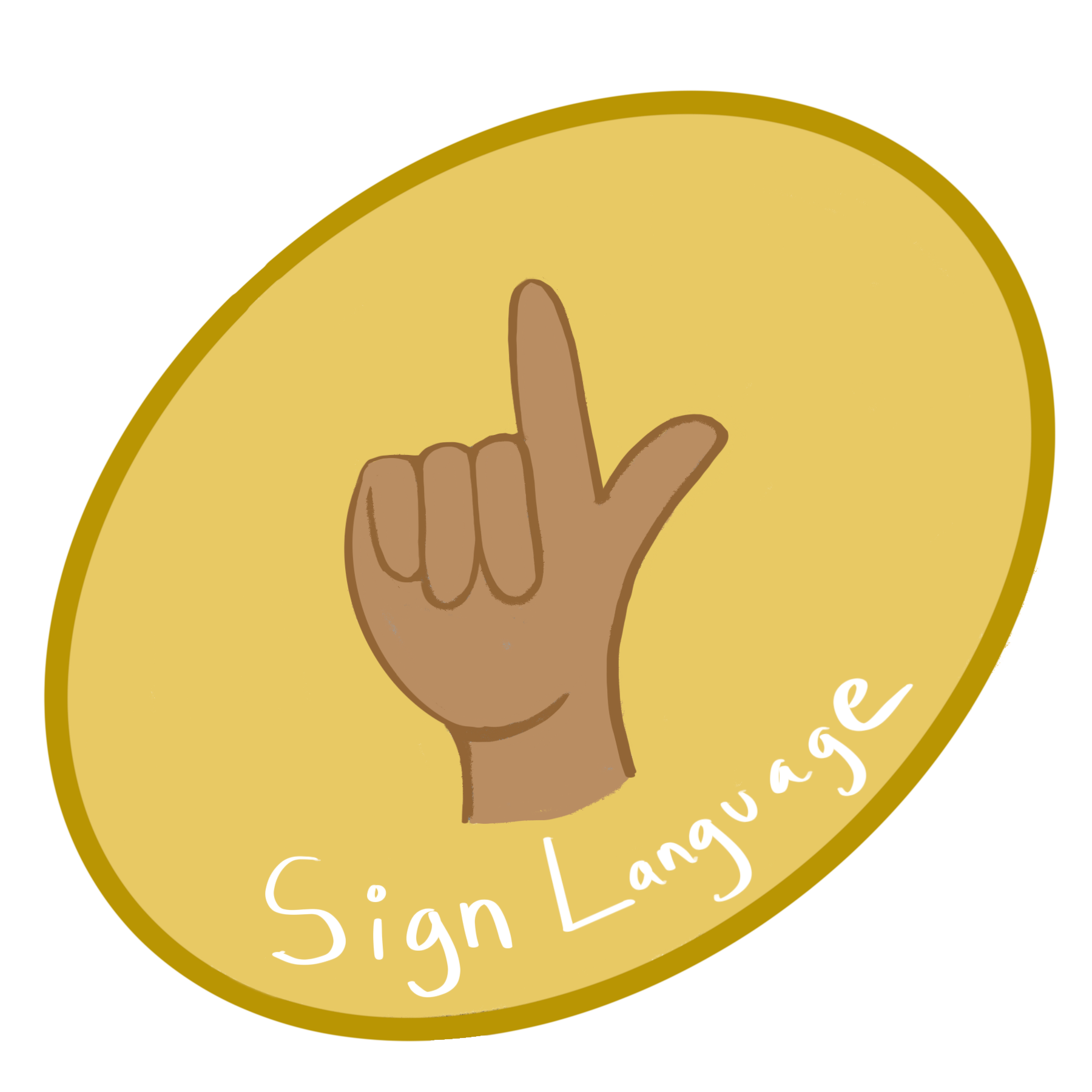 Image of a hand making a sign with words sign language