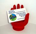 An HPL library card is being held by a red hand. 