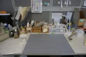 A sneak peak at the book mending station. A sneak peak at the book mending station.