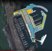 Diagram showing the location and initial conceptual rendering of the Large Vessel Port expansion.