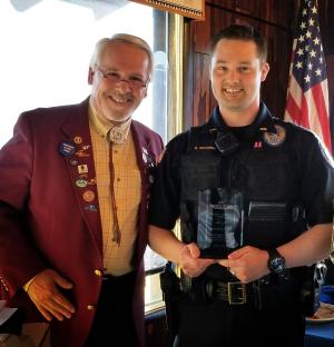 Lieutenant Browning accepting the Enrique Camarena Award at Elks Awards Banquet