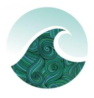 graphic design of ocean wave in green circle
