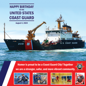 Photo of the USCG ship Aspen wishing United States Coast Guard Happy Birthday on August 4, 2024