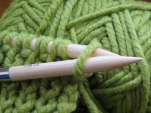 knitting needles and yarn