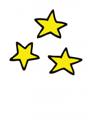 Three yellow comic book stars
