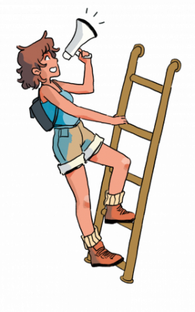 Image of girl on a ladder by artist Hannah Templar