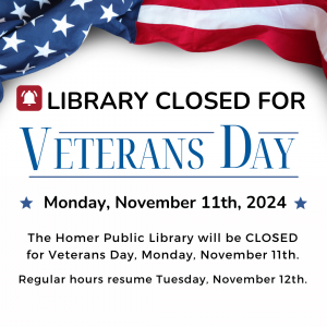 Library CLOSED Monday, November 11th for Veterans Day