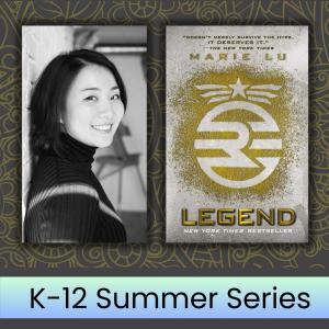 Photo of Author Marie Lu and image of book cover Legend