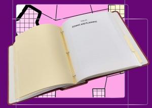 A thick book opened to page titled Title 21 Zoning and Planning with a pink colored zoning map in the background.