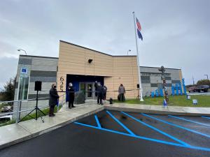 Front entrance and part of parking lot at the Homer Police Department