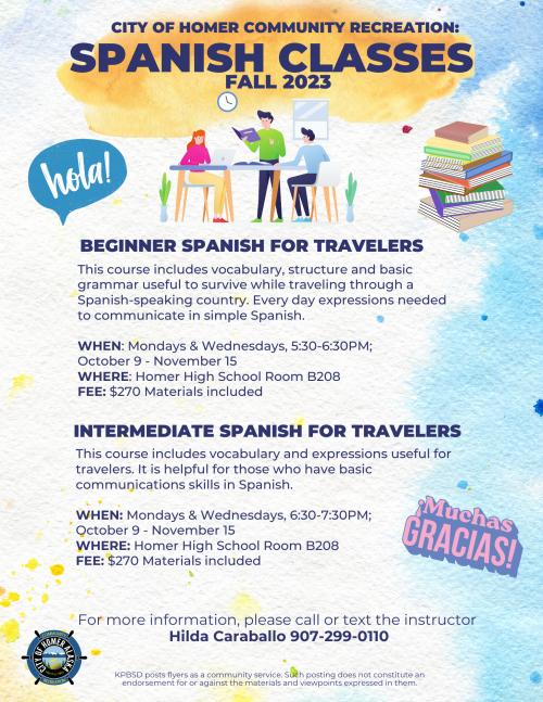 Beginner and Intermediate Spanish for Travelers Fall 2023 City of