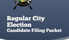 Blue square with City of Homer Logo and titled Candidate Filing Packet for City of Homer Regular Election 2024