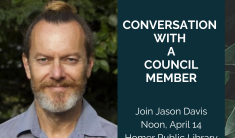 Conversation with Homer City Council member Jason Davis at Homer Public Library, April 14 at noon
