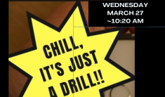 Gold star with words, "Chill It's Just a Drill" in it.